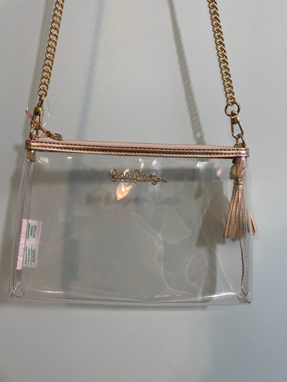 Lilly Pulitzer Clear Stadium Crossbody Bag Gold Tassel